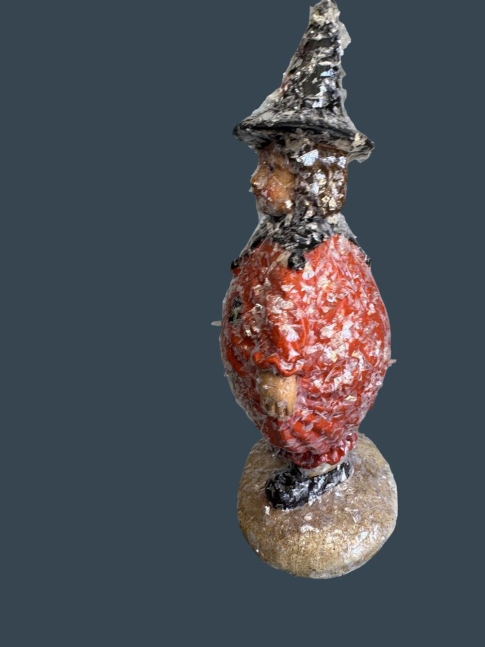 Vintage Halloween Witch Figurine Mica Finish Pumpkin Body 8 Inch Decorative - Picture 5 of 6